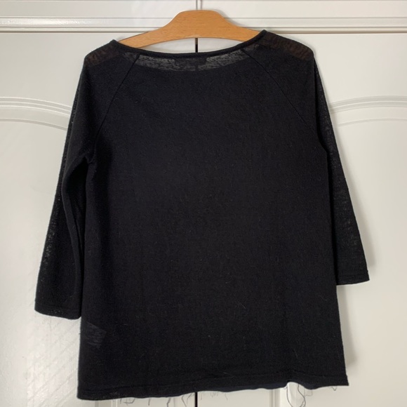 ❤️Glamorous Black Faux Leather Panel Knit Top M - Picture 3 of 3